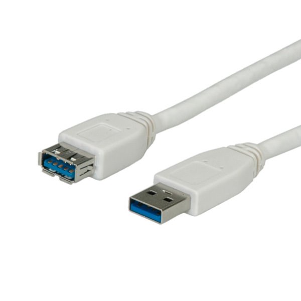 Kábel USB 3.2 Gen 1, A-A M/F 0.8m, 5Gbps, predlžovací, biely 11998977