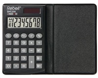 Kalkulačka Rebell, RE-SHC208 BX, čierna, vrecková, osemmiestna