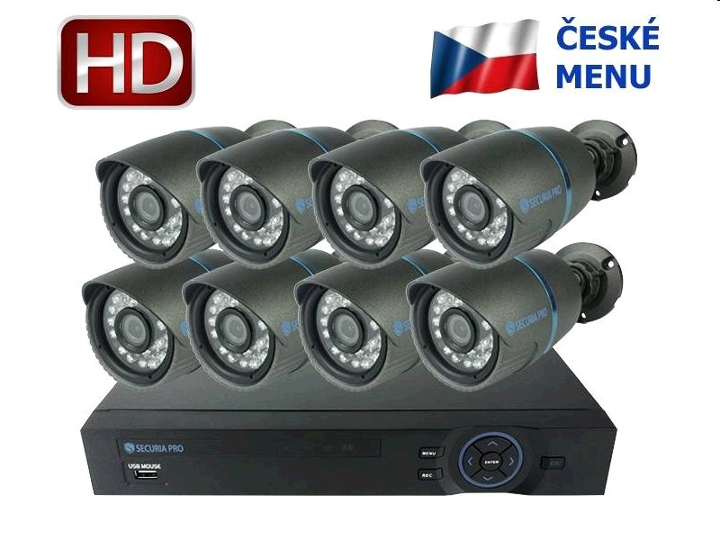 Kamerový set Securia Pro NVR8CHV1 NVR + POE napájení, 8 HD kamery