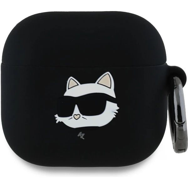 Karl Lagerfeld 3D Logo NFT Choupette Head Silikonové Púzdro pre AirPods 4 čierne 57983124124
