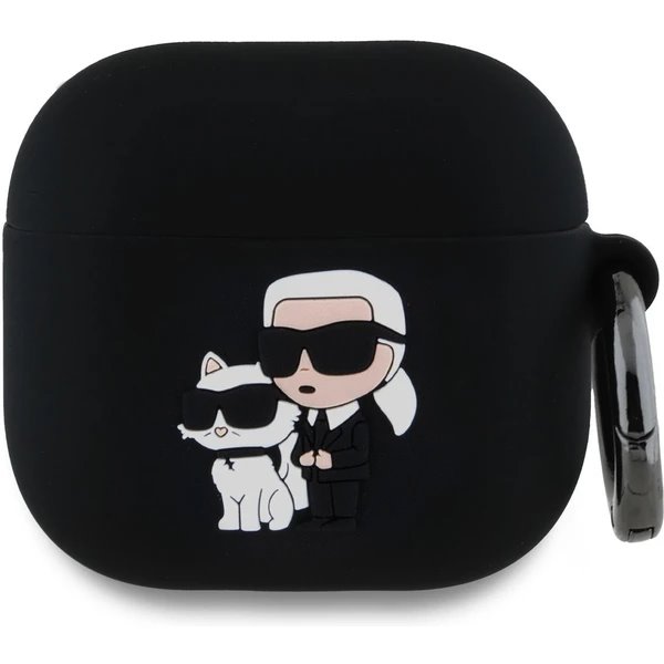 Karl Lagerfeld 3D Logo NFT Karl and Choupette Silikonové Púzdro pre AirPods 4 čierne 57983124123