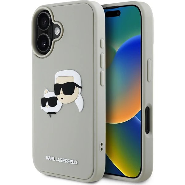 Karl Lagerfeld 3D Rubber Double Heads kryt iPhone 16 béžový 57983123913