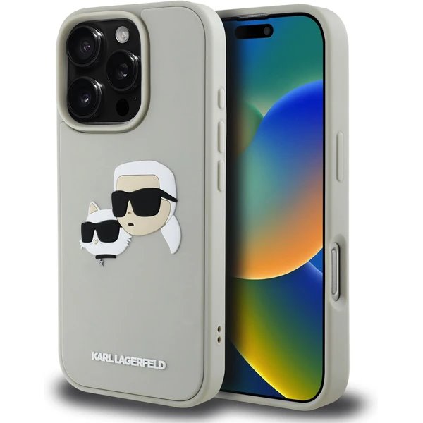 Karl Lagerfeld 3D Rubber Double Heads kryt iPhone 16 Pro Max béžový 57983123915