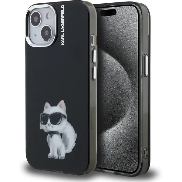 Karl Lagerfeld IML Aquarelle Choupette kryt iPhone 15 čierny 57983125056