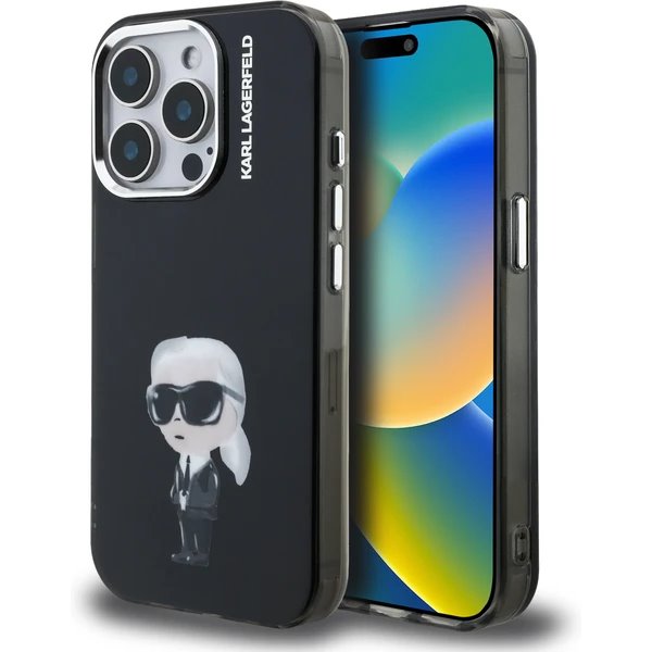 Karl Lagerfeld IML Aquarelle Karl kryt iPhone 15 Pro Max čierny 57983125073