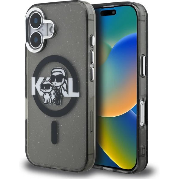Karl Lagerfeld IML Glitter Karl and Choupette Sketch MagSafe kryt iPhone 16 čierny 57983125042