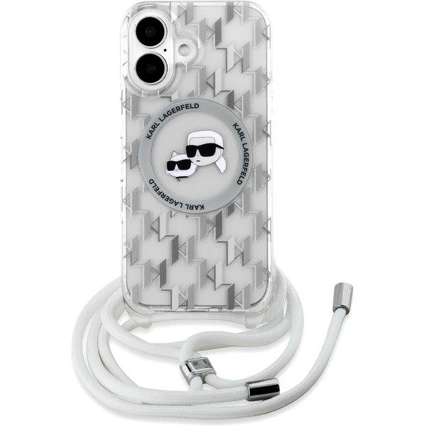 Karl Lagerfeld IML Monogram Crossbody K&CH Heads MagSafe kryt iPhone 16 priehľadný 57983122774