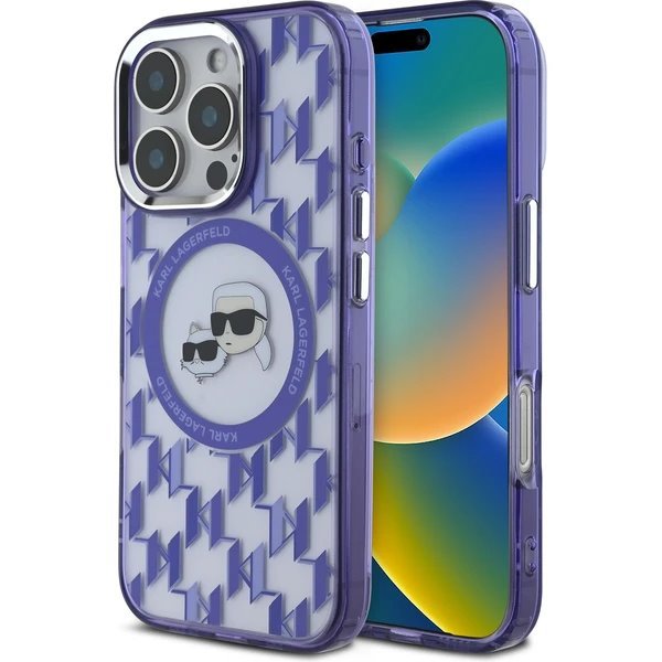Karl Lagerfeld IML Monogram K&CH Heads MagSafe kryt iPhone 16 Pro fialový 57983122689
