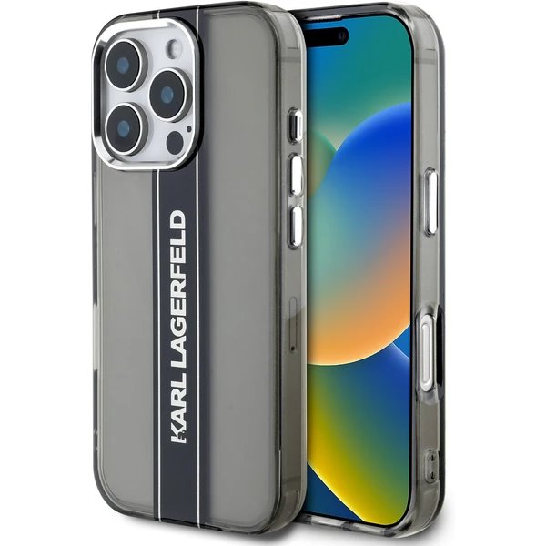 Karl Lagerfeld IML Stripe Logo kryt iPhone 16 Pro Max čierny 57983123918