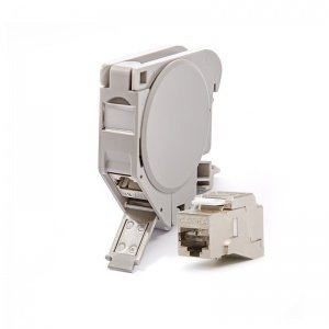 KELine držiak na DIN lištu Category 6A, 1xRJ45/s, osadený HN-DIN-C6AS