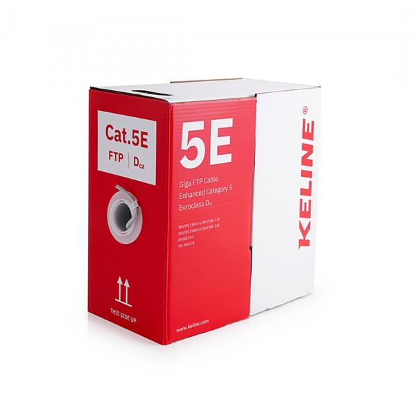 KELine kabel FTP, Cat5E, drôt, LSOH, Eca, s2, d1, a1, box 305m - šedá KE300S24LSOH-Dca-RLX