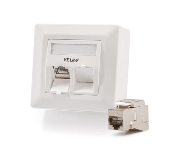 Keline Zásuvka Modulo50, Category 6A, 2xRJ45/s, povrchová, osadená s KEJ-C6A-S-10G 601140-AP+KEJ-C6A-S-10G(2)
