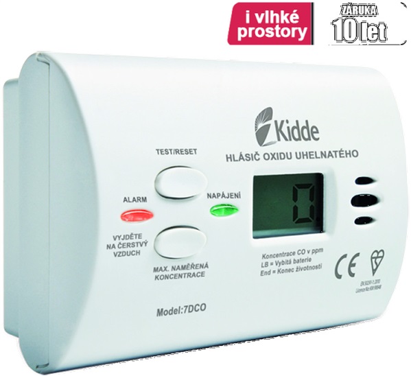 Kidde 7DCO Detektor CO s alarmem 0047871096336