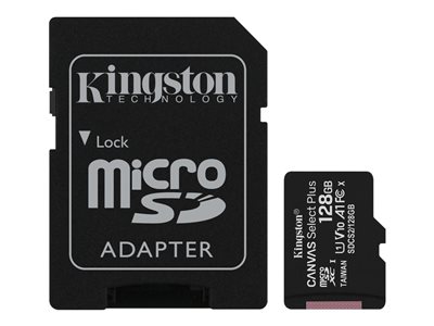 Kingston 128GB micSDXC Canvas Select Plus 100R A1 C10 Card + SD adaptér SDCS2/128GB