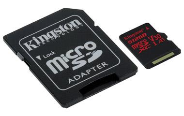 Kingston 512GB microSD XC Canvas React Card, 100R 80W UHS-I V30 A1 + SD adaptér SDCR/512GB