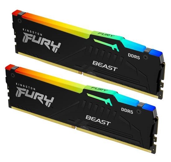 KINGSTON 64GB 5200MHz DDR5 CL40 DIMM (Kit of 2) FURY Beast RGB KF552C40BBAK2-64