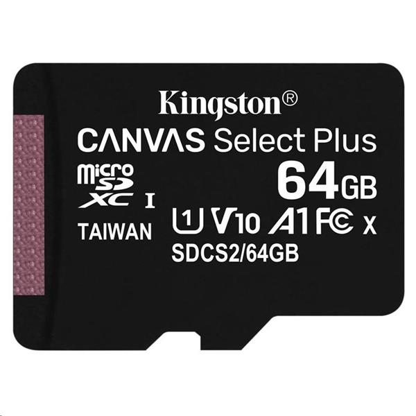 Kingston 64GB micSDXC Canvas Select Plus 100R A1 C10 - 1 ks SDCS2/64GBSP