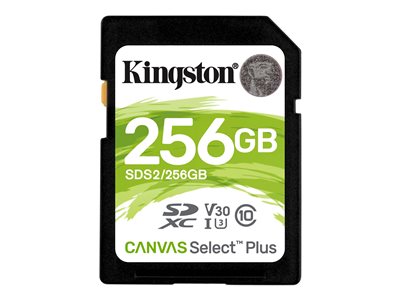 Kingston Canvas Select Plus - Paměťová karta flash - 256 GB - Video Class V30 / UHS-I U3 / Class10 SDS2/256GB