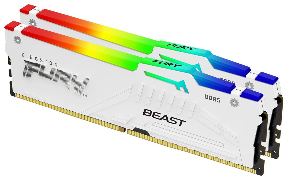 KINGSTON DIMM DDR5 (Kit of 2) FURY Beast White RGB XMP 32GB 5200MT/s CL40 KF552C40BWAK2-32