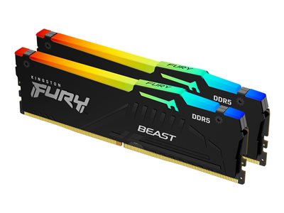 Kingston FURY Beast RGB - DDR5 - sada - 32 GB: 2 x 16 GB - DIMM 288-pin - 6000 MHz / PC5-48000 - CL KF560C36BBE2AK2-32