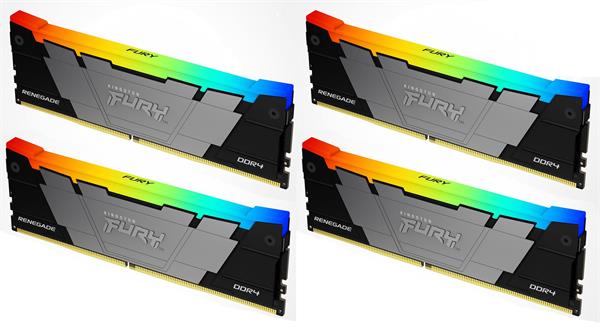KINGSTON FURY Renegade RGB 128GB DDR4 3200MT/s / CL16 / DIMM / Black / Kit 4x 32GB KF432C16RB2AK4/128
