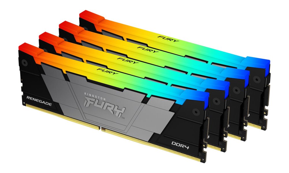 KINGSTON FURY Renegade RGB 64GB DDR4 3200MT/s / CL16 / DIMM / Black / Kit 4x 16GB KF432C16RB12AK4/64