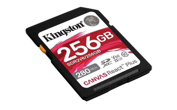 Kingston SDXC karta 256GB Canvas React Plus, UHS-II, U3, V60, R:280/W:150MB/s SDR2V6/256GB