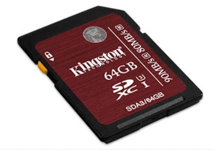 Kingston Secure Digital Card, 64GB, SDXC, SDA3/64GB, UHS-I U3