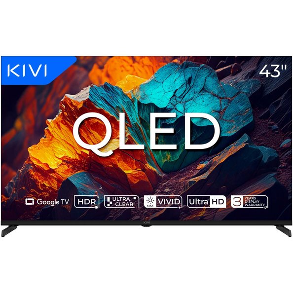 KIVI PRIME TV 43U720QB, E5 QLED, 43", UHD, SMART, Google TV, 2025, Vyrobené v CZ, Čierna
