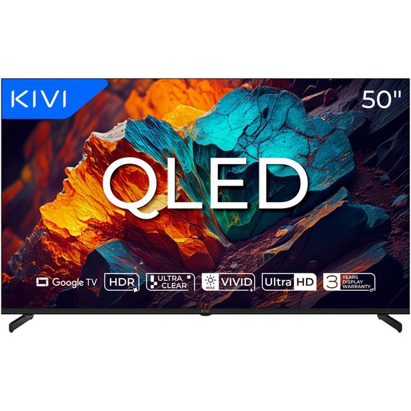 KIVI PRIME TV 50U720QB, E5 QLED, 50", UHD, SMART, Google TV, 2025, Vyrobené v CZ, Čierna