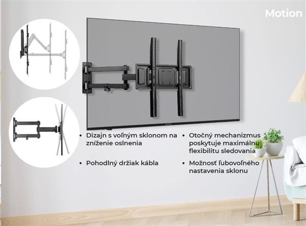 KIVI TV otočný držiak, dve ramená, VESA 100-400 , 32 - 55", čierny Motion-443A