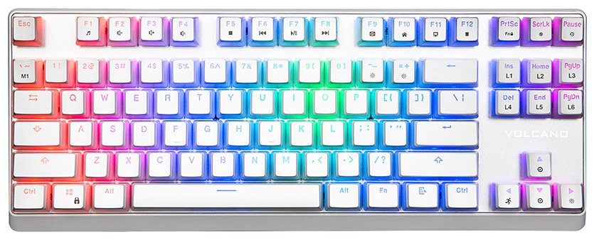 Klávesnica Modecom LANPARTY PUDDING EDITION VOLCANO RGB Blue Switch White K-MC-LANPARTY-U-RGB-BLUE-200-