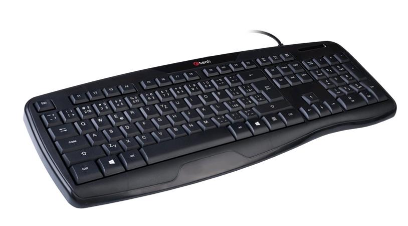 Klávesnice C-TECH KB-107 USB, ERGO, černá, CZ/SK