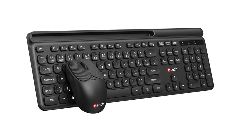 Klávesnice C-TECH Quallis WLKMC-05, bezdrátový combo set s myší, černý, USB, CZ/SK WLKMC-05B