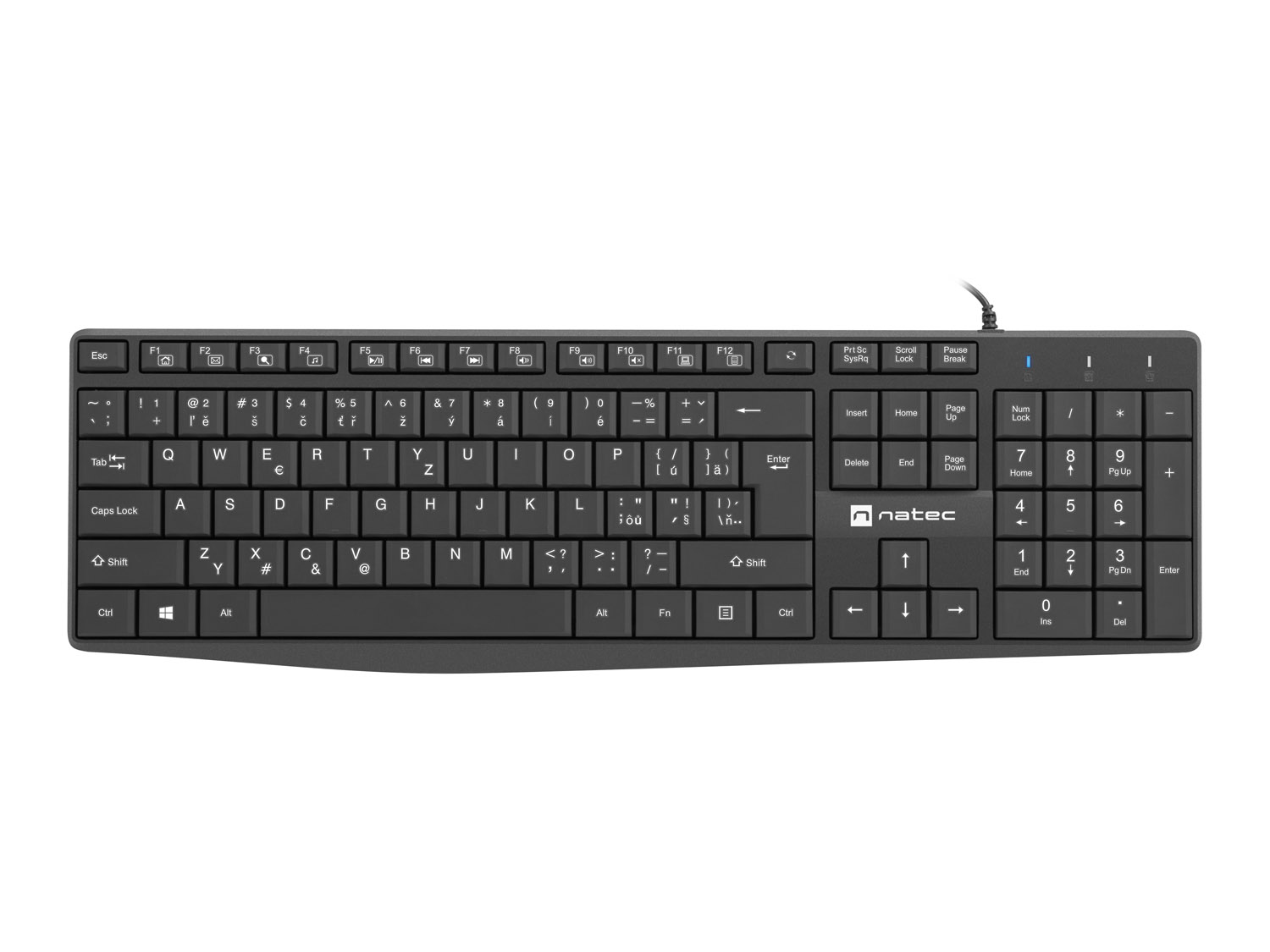 Klávesnice Natec Nautilus 2, CZ/SK layout, slim, černá, 1,8 m kabel NKL-1959