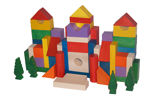 Kocky EkoToys dřevěné barevné 50 ks EK002