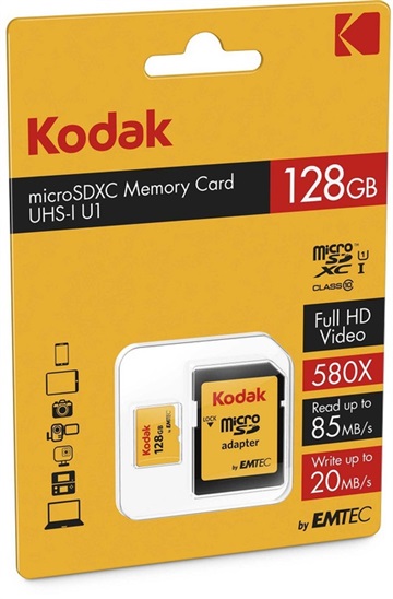 KODAK microSDXC 128GB Class10 U1 adap. 3126170143631
