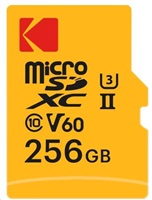 Kodak paměťová micro SD karta 256GB UHS-II U3 V60 Pro +adapt EKMSDM256GUHS2V1K