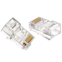 Konektor RJ45 nestíněný UTP CAT6 krimpovací pro kulaté kabely, balení 10ks - RJ45 8P8C 8 pinů - Nestíněný konektor