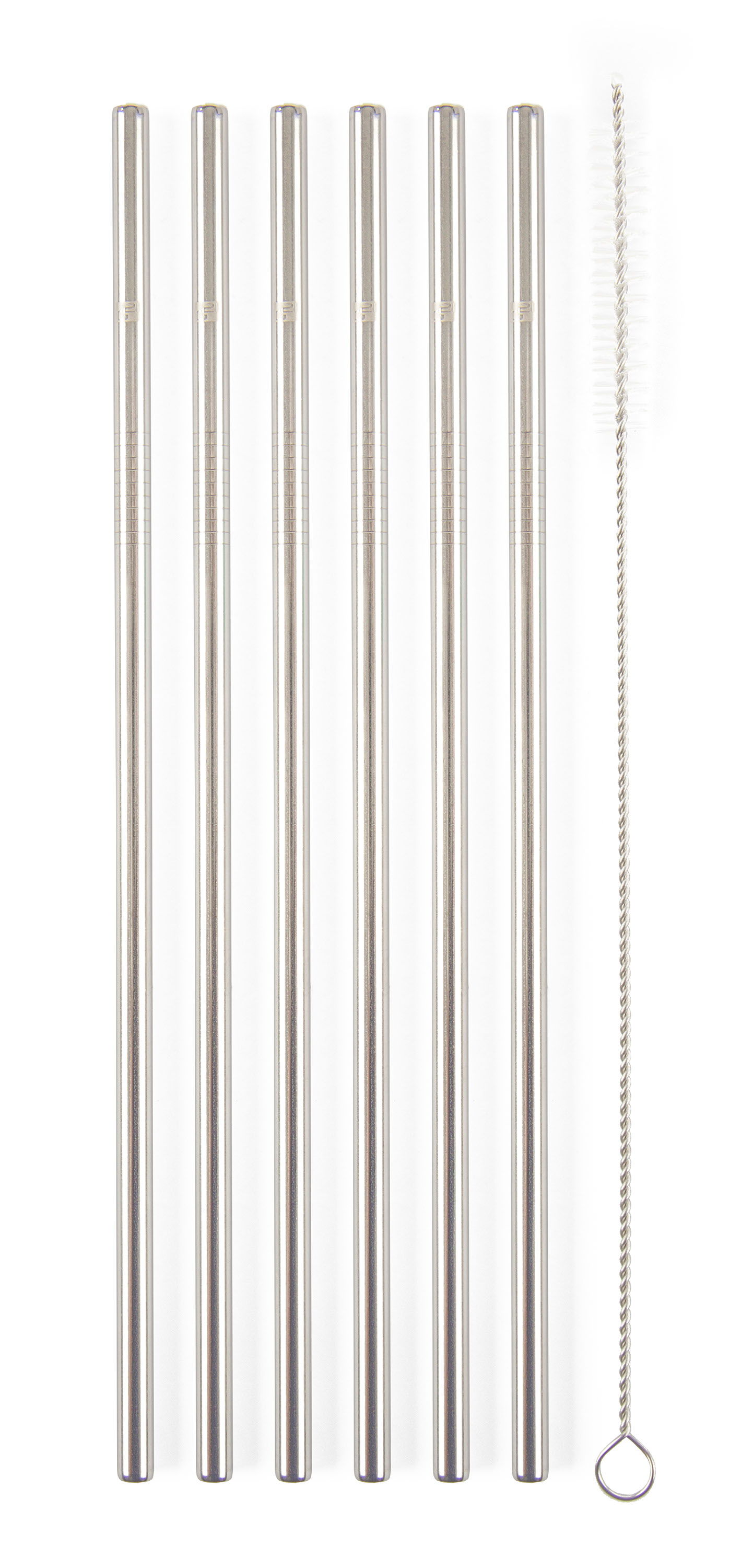 Kovové slamky G21 BeEco Classic 6 ks strieborné, rovné + kefka na čistenie GST2002CL6