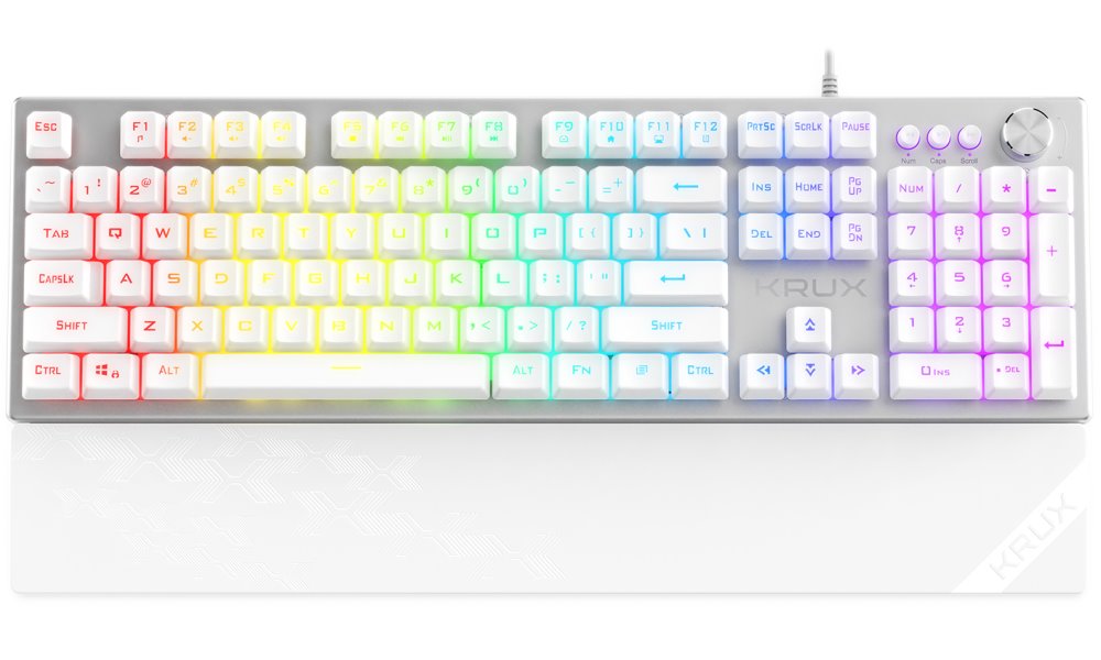Krux mechanická klávesnice Frost Silver-White RGB / fullsize / RGB / podložka / bílá KRX0133