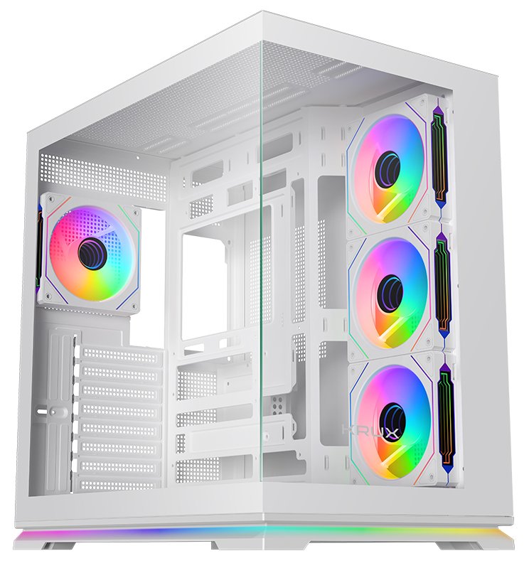 Krux skříň Atron ATX / 4x120 mm PWM ARGB fan / USB 2.0 / USB 3.0 / USB-C / panoramatická / bílá KRXD018