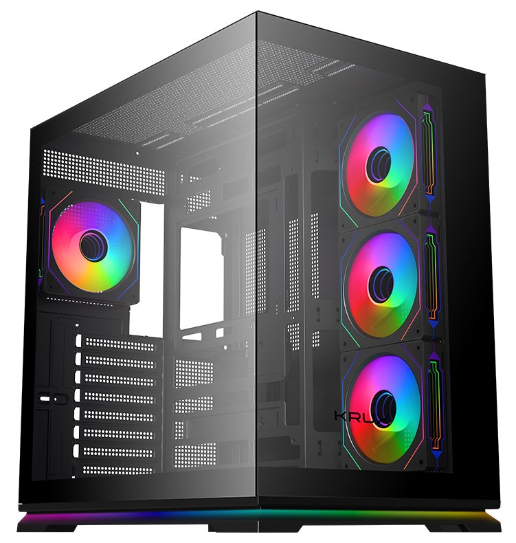 Krux skříň Atron / ATX / 4x120 mm PWM ARGB fan / USB 2.0 / USB 3.0 / USB-C / panoramatická / černá KRXD017