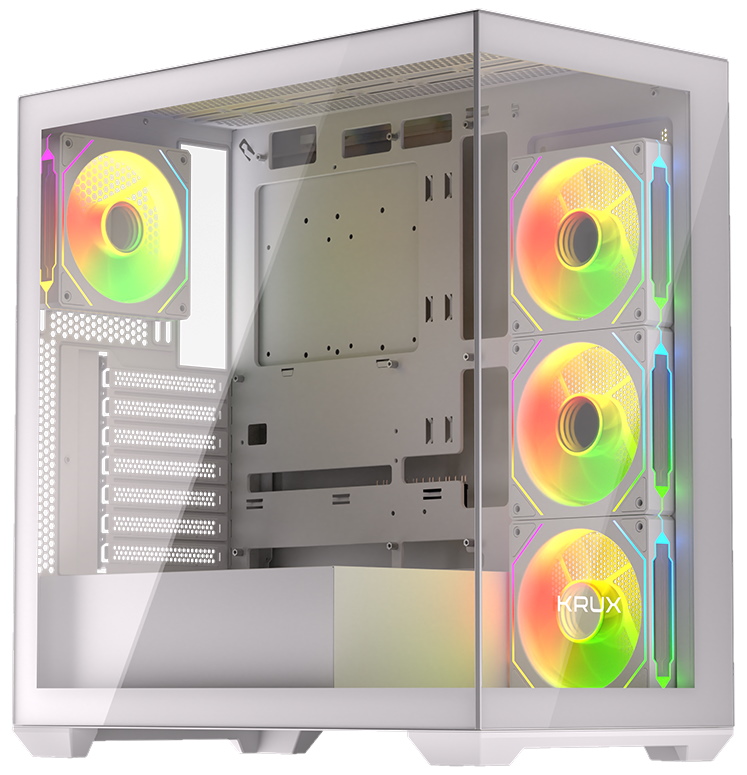 Krux skříň Exo / ATX / 4x120mm RBG fan / 2xUSB 2.0 / USB-C / tvrzené sklo / bílá KRXD009
