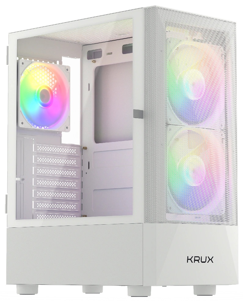 Krux skříň Vako RGB/ ATX / 3x120mm RGB fan / 2xUSB 2.0 / USB 3.0 / bílá KRXD005