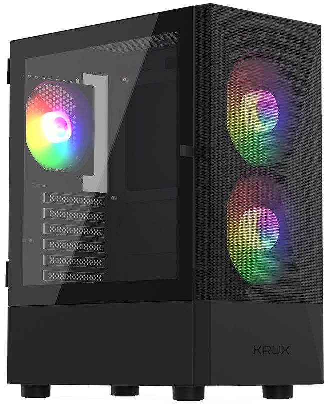 Krux skříň Vako RGB / ATX / 3x120mm RGB fan / 2xUSB 2.0 / USB 3.0 / černá KRX0132