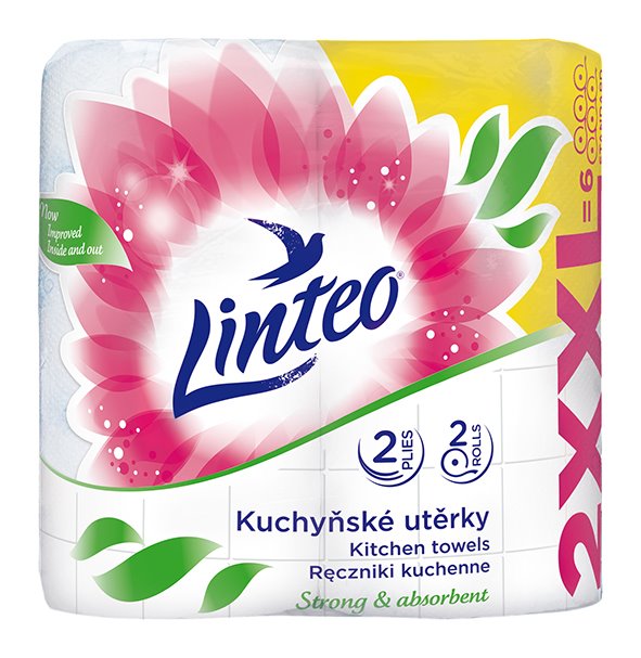 Kuchynská utierka Linteo XXL 2ks bílé 2-vrs. 30m/jako 6 rolí