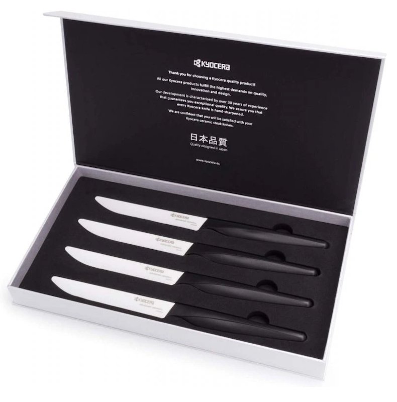 Kyocera Sada steakových nožů, 4 ks, černá rukojeť, bílá čepel SK-4PC WHBK EU
