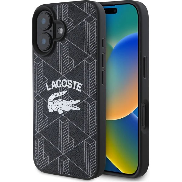 Lacoste Blend Monogram MagSafe kryt iPhone 16 čierny 57983122382