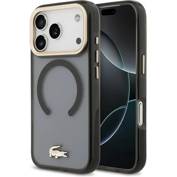 Lacoste PC/TPU Frosted Finish Gold Logo MagSafe kryt iPhone 17 Pro čierny 57983127655